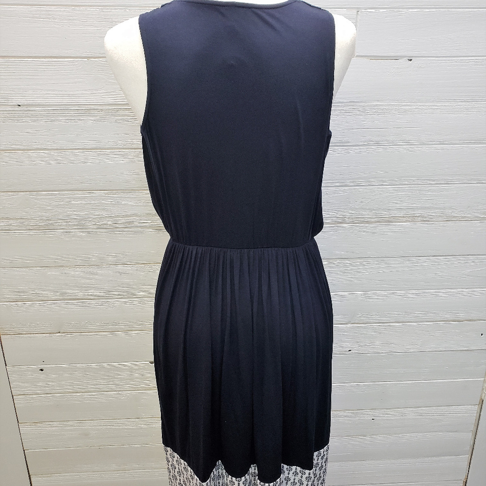 Navy Wrap Dress with white contrasting hem - Picture 3 of 3